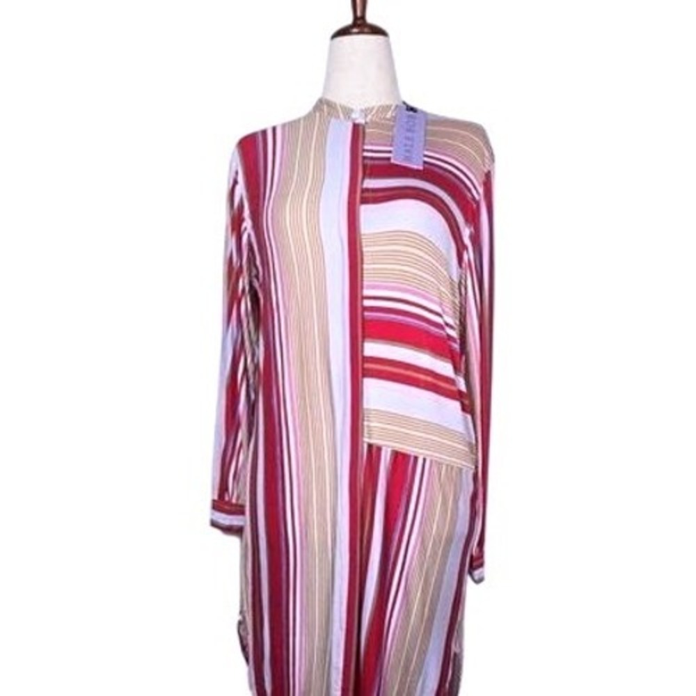 Hale Bob Striped Mandarin Night Gown NWT